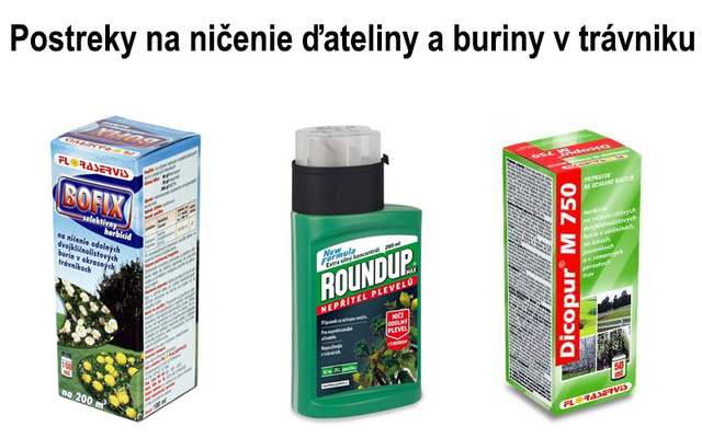 Chemické potreky na ničenie ďateliny a buriny v trávniku