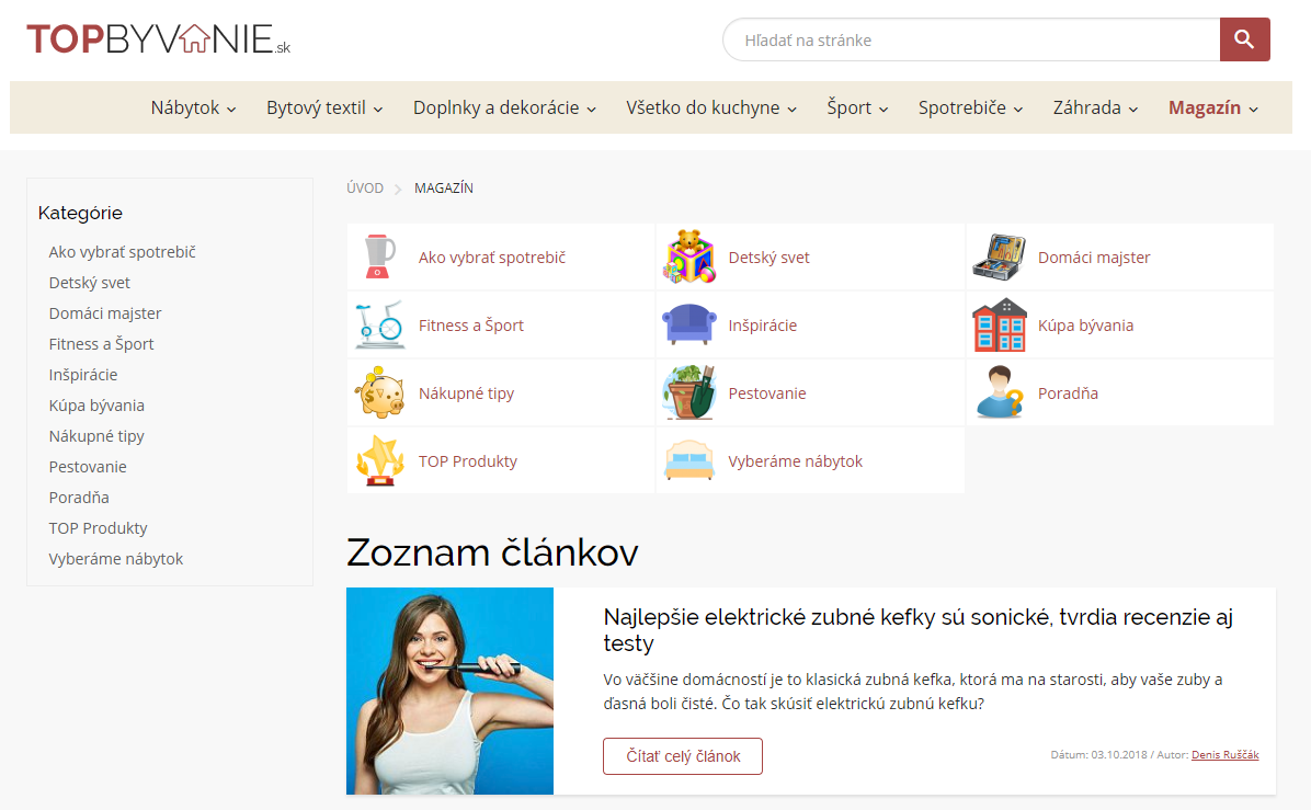 Magazín na webe topbyvanie.sk