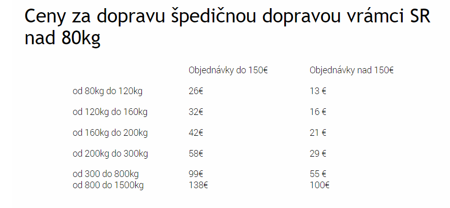 Cena dopravy v e-shope efarby.sk