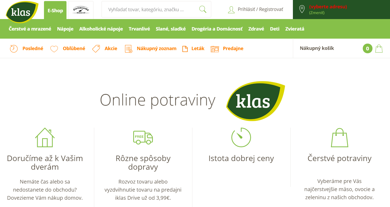 Online potraviny KLAS